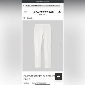 Lafayette 148 New York :  “Bleeker “White Straight Leg Pants